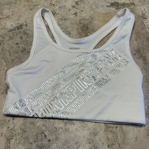 pink by Victoria’s secret Sports Bra White With Silver Lettering Logo Extra Smal